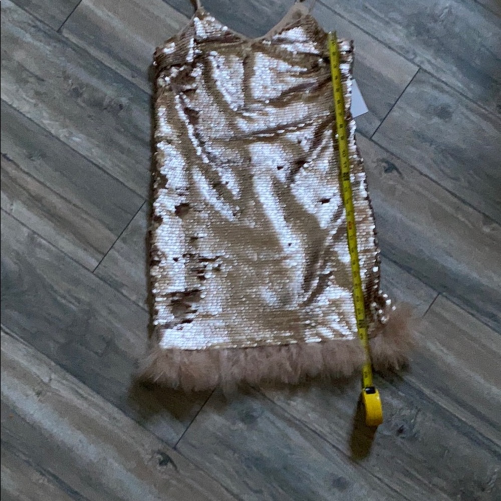 Cece Luxe Blush Gold Sequin Slip Dress Sz 6 - Picture 6 of 6
